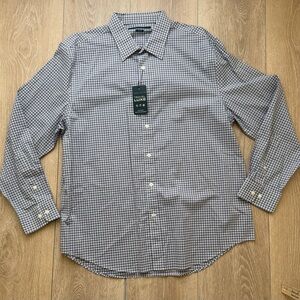 Perry Ellis Gray, purple and White Checkered Casual Shirt